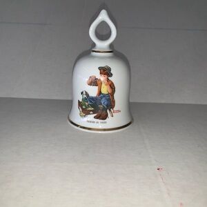 Vintage Ceramic Bell with Boy and Dog Design Norman Rockwell collectible